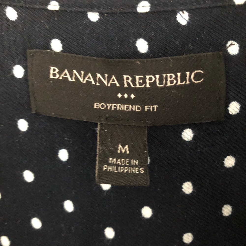 Banana Republic Button Up Blue & White Polka Dot M - Picture 2 of 5